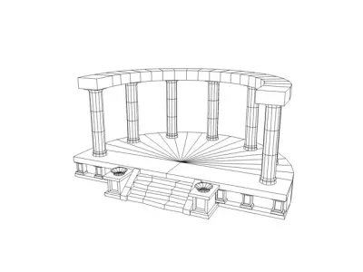 Low poly temple altar Low-poly 3D model