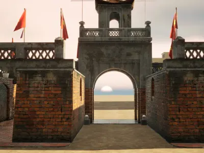 Hanoi - O Quan Chuong Gate - VietNam Low-poly 3D model