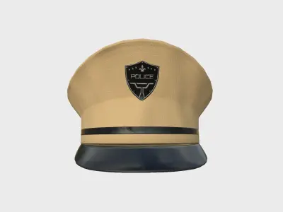 Police Cap 06 Beige - Military Character Design Fashion Low-poly 3D model