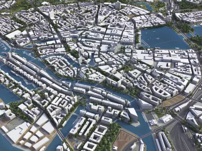 Hamburg Low-poly 3D model