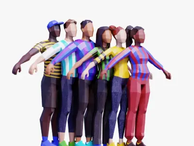 Cheering Crowd Pack - Animated and Rigged 3D model