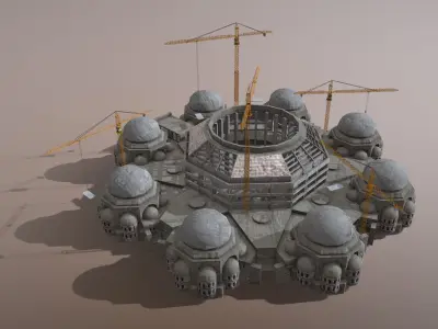 Cathedral Building Baghdad Rahman Mosque Low-poly 3D model