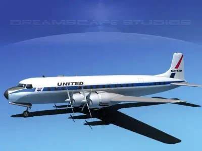Douglas DC-7C United Airlines 3D model