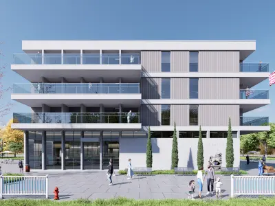 apartment building realistic Low-poly 3D model