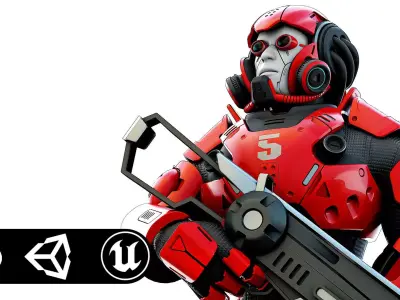 CYBORG SOLDIER RX-900 Rigged for Unreal Engine - Unity - MIXAMO 3D model