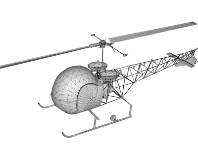 Bell H-13 Sioux Helicopter Low-poly 3D model