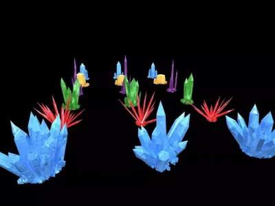 CRYSTAL CLUSTERS PACK STYLIZED 4K GAME-READY LOW-POLY AAA Low-poly 3D model
