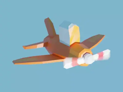 low poly cartoon plane Low-poly 3D model