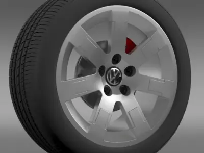 VW Polo Blue UK 2010 wheel 3D model