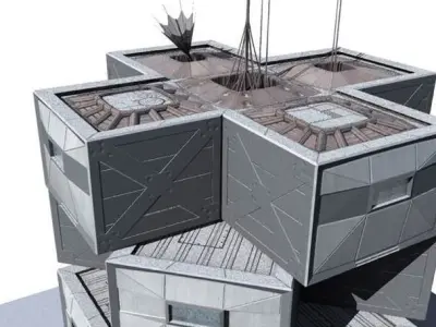 Futuristic military base from The Shifters of 2040 Low-poly 3D model