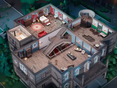 Horror Mansion Low-poly 3D model