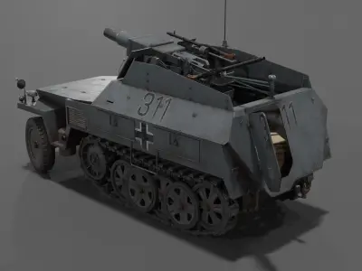 SdKfz 250-8 leichter Schutzenpanzerwagen Fire Support Vehicle Low-poly 3D model