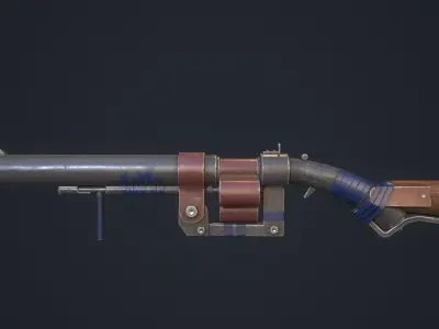 Handmade Shotgun Low-poly 3D model