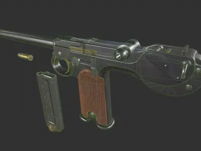 Borchardt C93 Pistol Low-poly 3D model