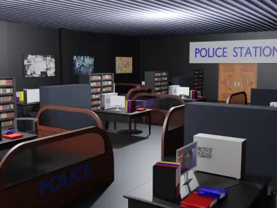Police Station Interior Low-poly 3D model