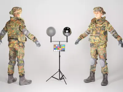  Soldier in Bundeswehr Uniform with props 21 Low-poly 3D model