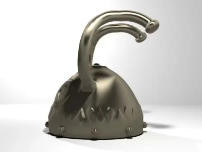 Ancient Combat Helmet - Celtic Horn 3D model