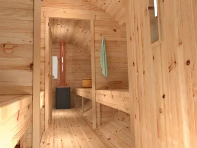 Bathhouse wooden barrel sauna 3D model