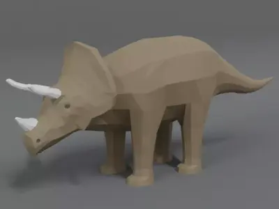 Low Poly Cartoon Triceratops Dinosaur Low-poly 3D model