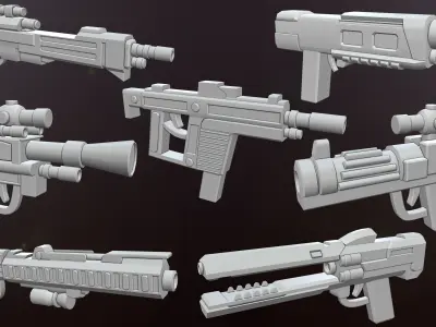 Sci-fi Gun Base meshes with uv 3D model