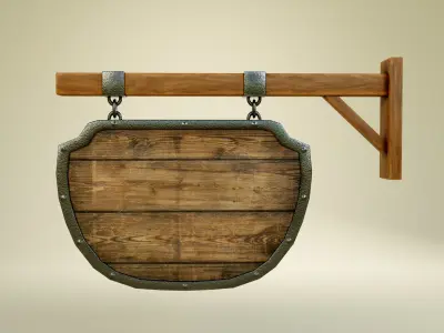 Medival Sign Set Low-poly 3D model