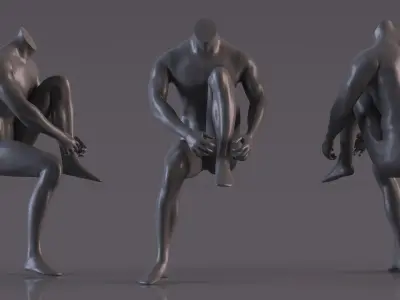 Sitting Sports Mannequin Male Black 3D model