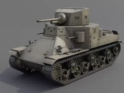 M2A1 Medium Tank Low-poly 3D model