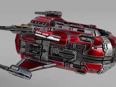 Scifi Spaceship RED Low-poly 3D model