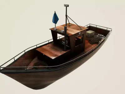 Norwegian fishing boat Low-poly 3D model