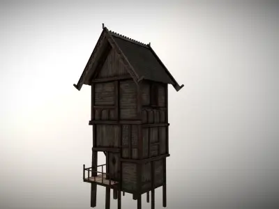 Medieval lake village - House 15 Low-poly 3D model