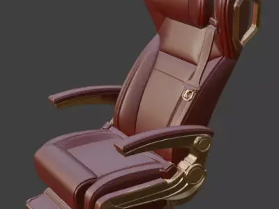 Luxury VIP Aircraft Seat Red Leather Gold Edition 3D model