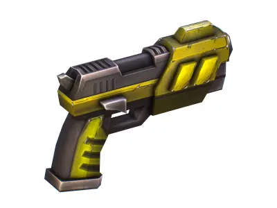 LowPoly SciFi Cartoon Pistol Gun Low-poly 3D model