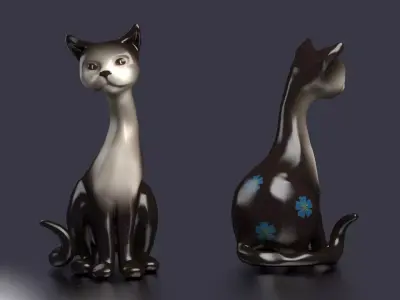 cat animal mammal  sculpture statuette  present sculpt art  3D model