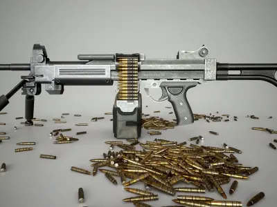 Negev Machine Gun Low-poly 3D model