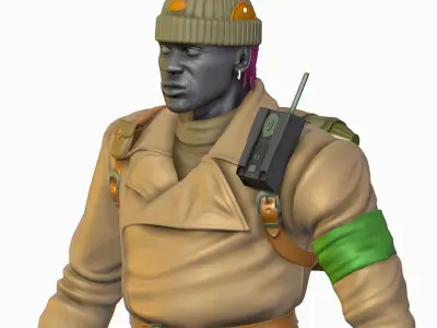 High Poly Man Leather Jacket Military Outfit Low-poly 3D model