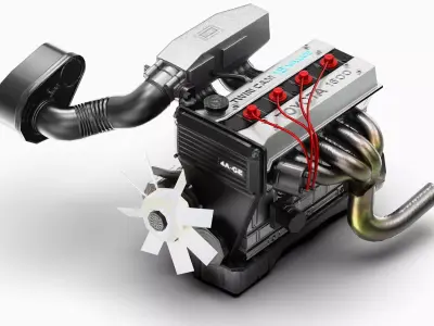 4AGE Toyota Engine Low-poly 3D model