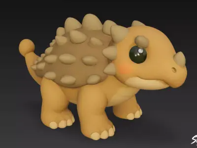 Cartoon Plush Ankylosaurus Low-poly 3D model