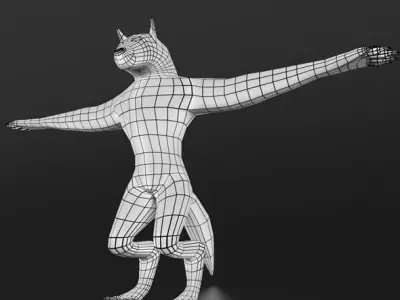 LowPoly WereWolf Base mesh Free low-poly 3D model