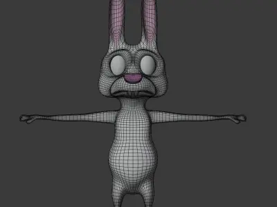Rabbit Cartoon funny character  3D model