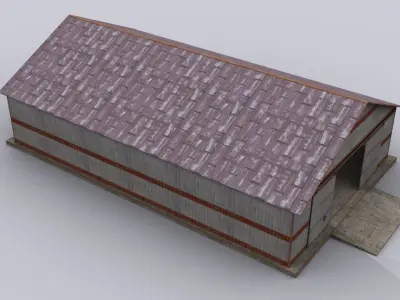 hangar old barn with roof Low-poly 3D model