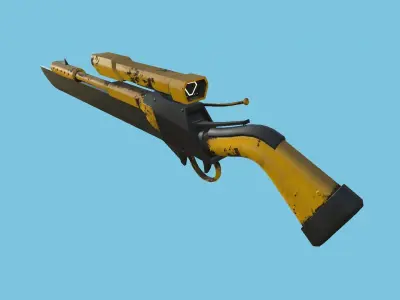 Sniper Gunblade 06 Yellow Black - Character SciFi Design Low-poly 3D model