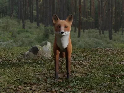 Fox LowPoly Low-poly 3D model