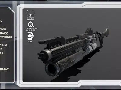 Star wars dc-15a blaster rifle with Grenade Launcher Low-poly 3D model