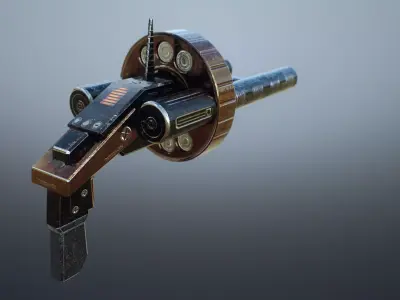 Gun Lowpoly PBR sci-fi weapon Low-poly 3D model