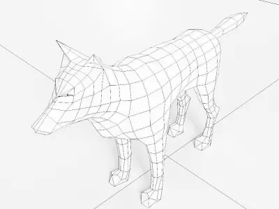 Dog 3d model wolf Low-poly 3D model