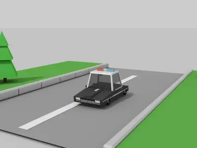 low poly car bus road Free 3D model