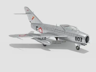 MiG 17 Fresco AURI Indonesian Air Force Low-poly 3D model