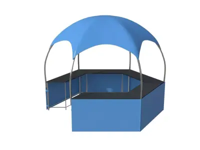Hemisphere marketing hexagonal tent Low-poly 3D model