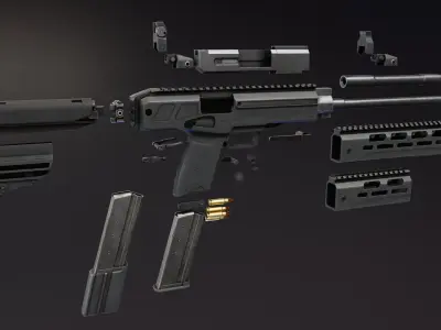 Ruger LC Carbine Low-poly 3D model