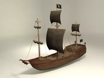 Pirate vessel ship Low-poly 3D model